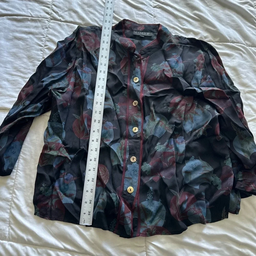 Citron Blouse Santa Monica Silk sz.L fans black button down comfort‎